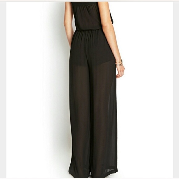 🖤 Forever 21 Black Sheer Long Jumpsuit - Picture 3 of 4